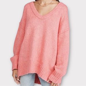 Free People Women’s Brookside Sweater Medium Tunic Oversized Dusty Rose Cozycore
